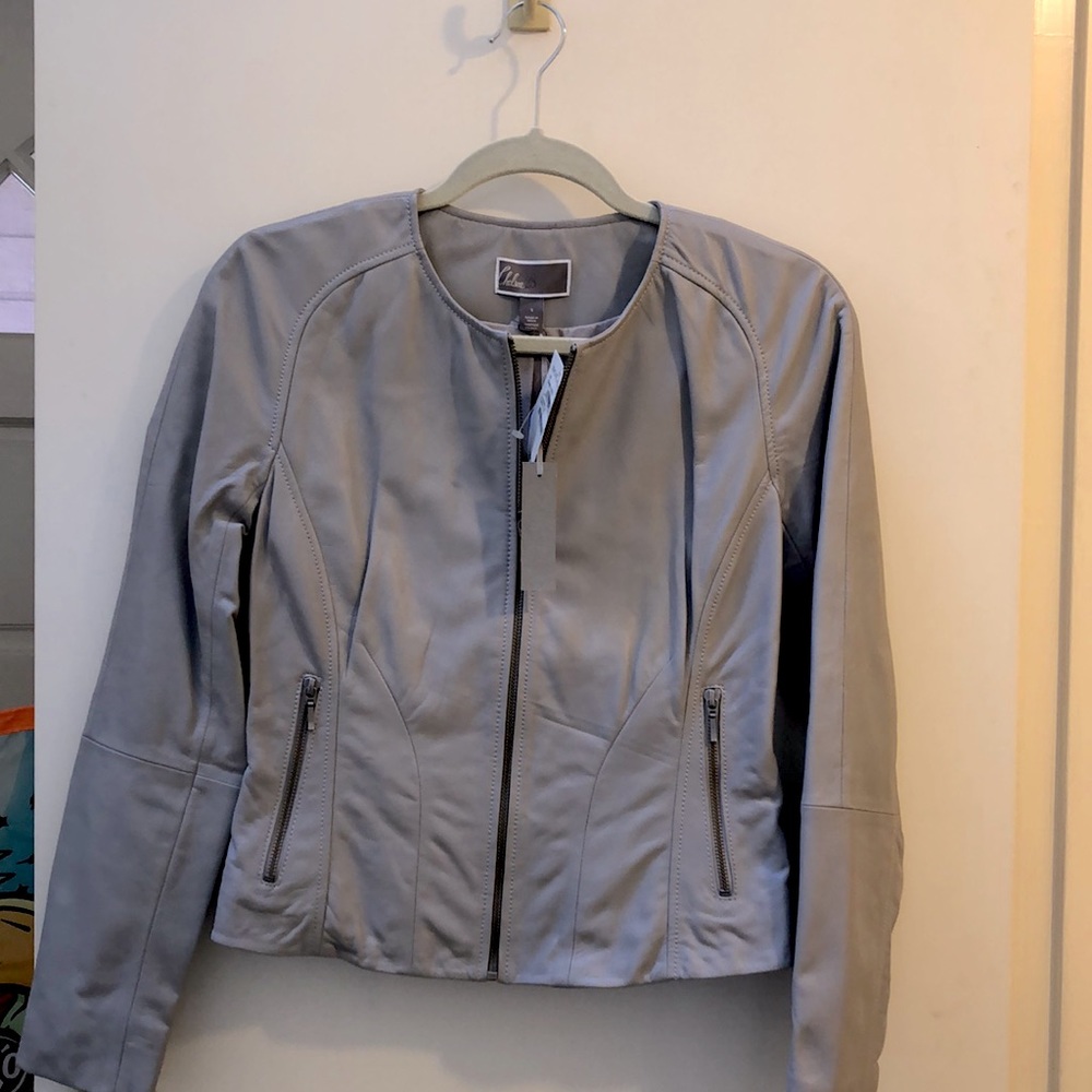 ⭐️NWT💯 Chelsea28 Genuine Leather Jacket in Gray